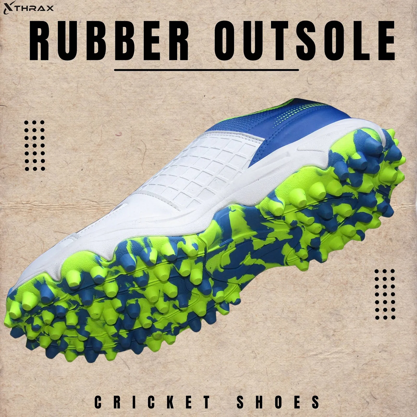 Thrax Aello Series Stud Cricket Shoes White Lime Camo Thrax Aello Series Stud Cricket Shoes White Lime Camo