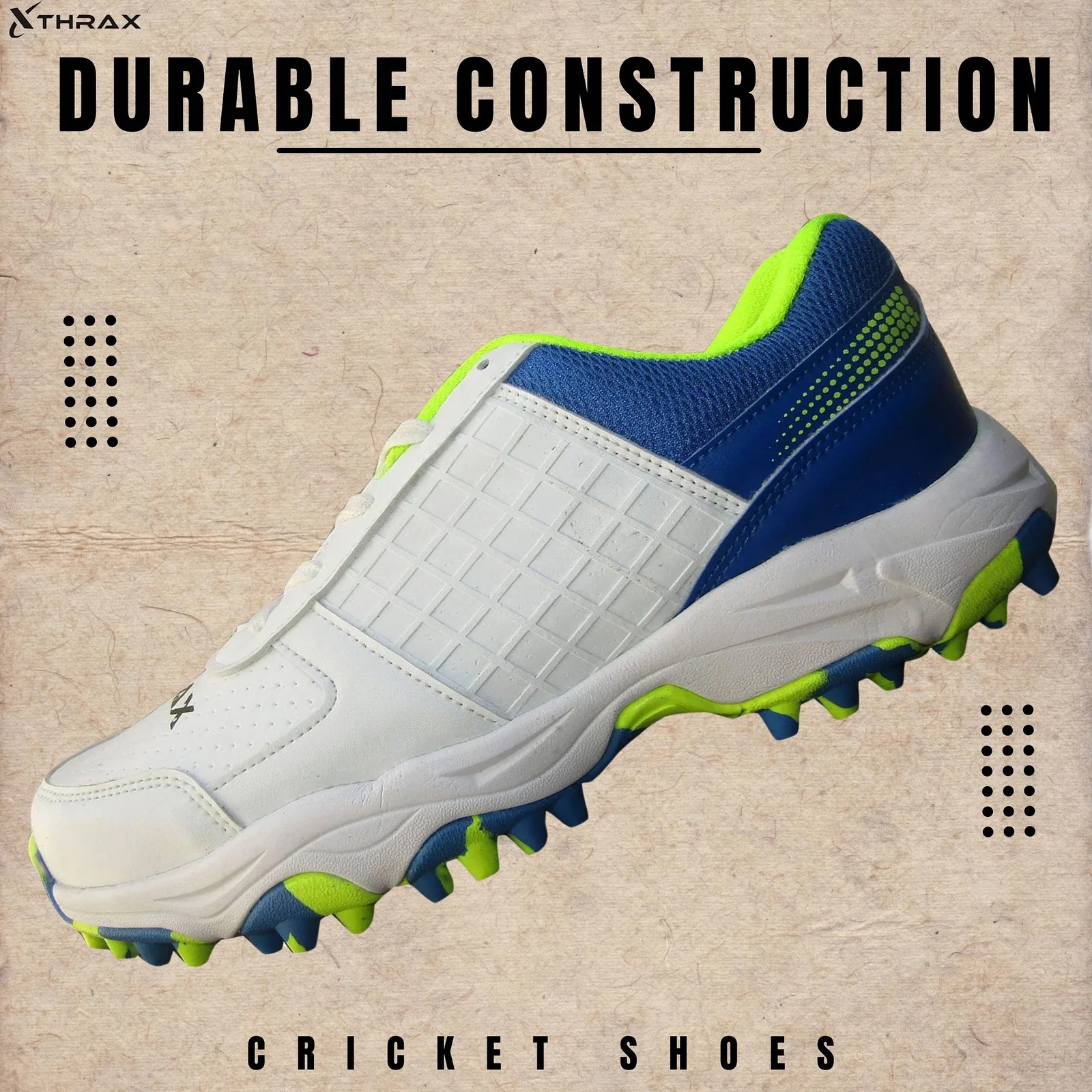 Thrax Aello Series Stud Cricket Shoes White Lime Camo Thrax Aello Series Stud Cricket Shoes White Lime Camo