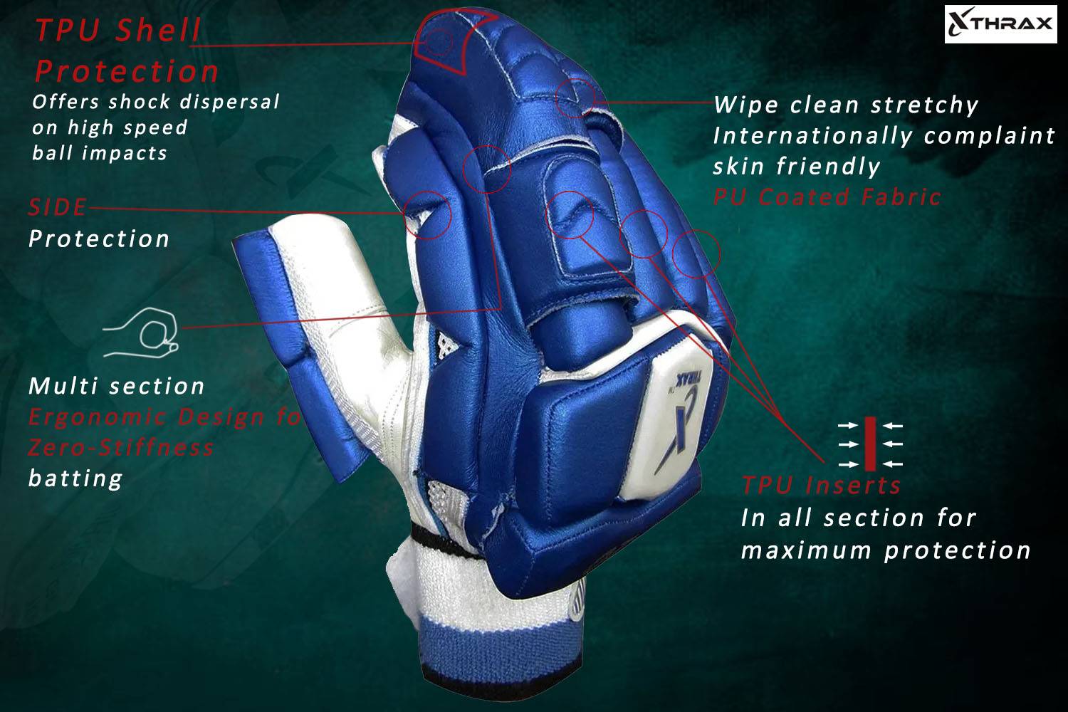 Thrax T 20 IPL Edition Cricket Batting Gloves Blue