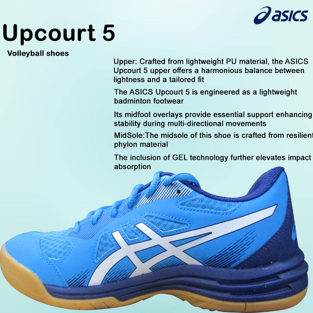 Asics Upcourt 5 Badminton Shoes Island Blue White