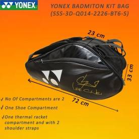 YONEX SSS-3D-Q014-2226-BT6-S Badminton Kit Bag - (Black-Silver) 