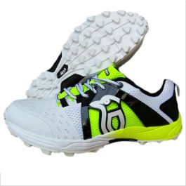 Kookaburra KCS 1500 Rubber Stud Cricket Shoes White Black and Lime