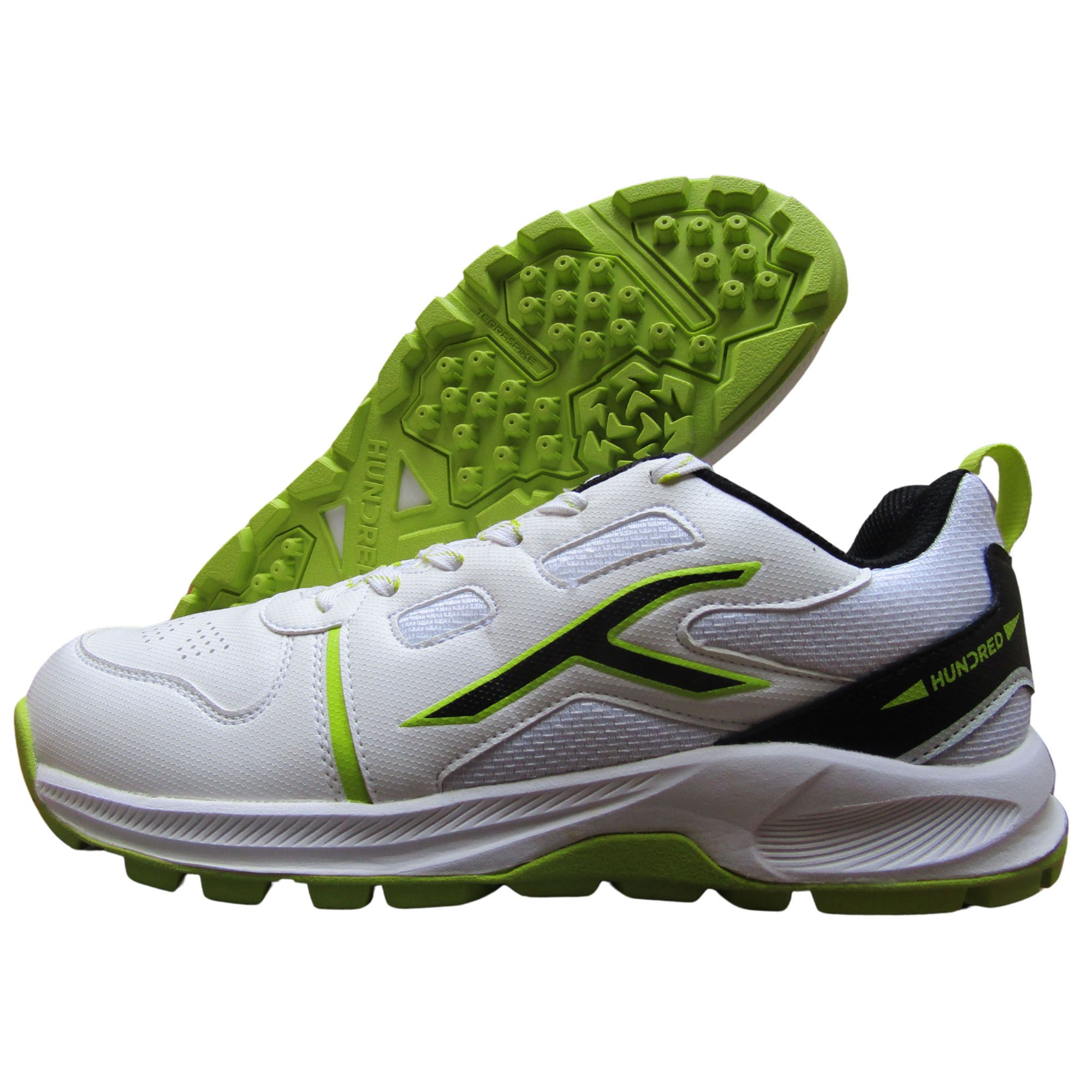 Hundred Hyper Turf Cricket Shoes White Lime Black Color