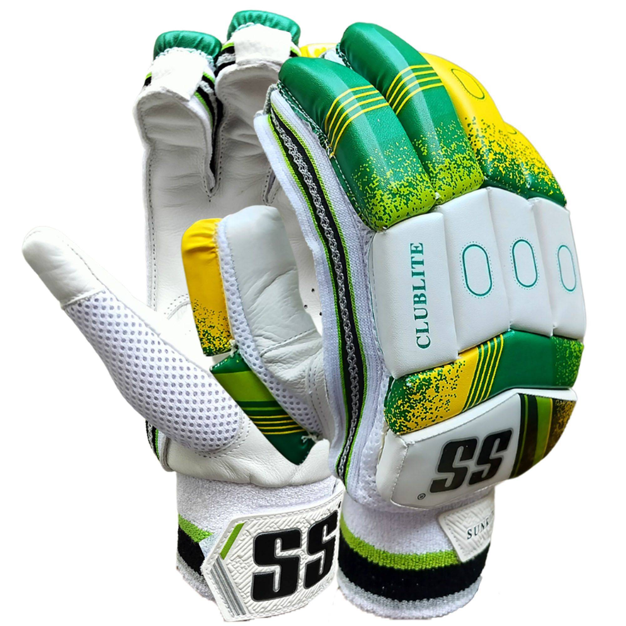 Gants De Cricket SS Clublite Pour Batteur - Adultes Unisexe - Blanc/Vert/Jaune