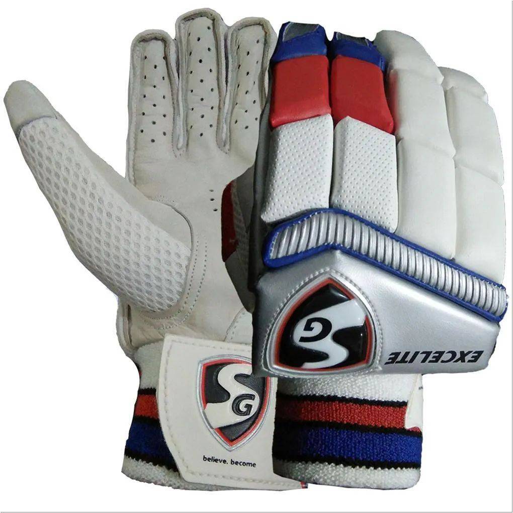 SG Excelite Batting Gloves White and Blue