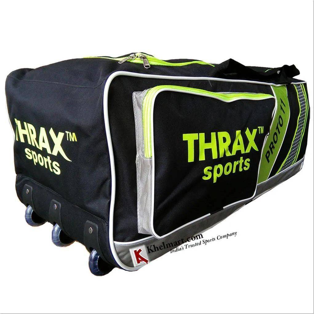 Thrax Proto 11 Wheel Cricket Kit Bag Black and Lime Buy Thrax