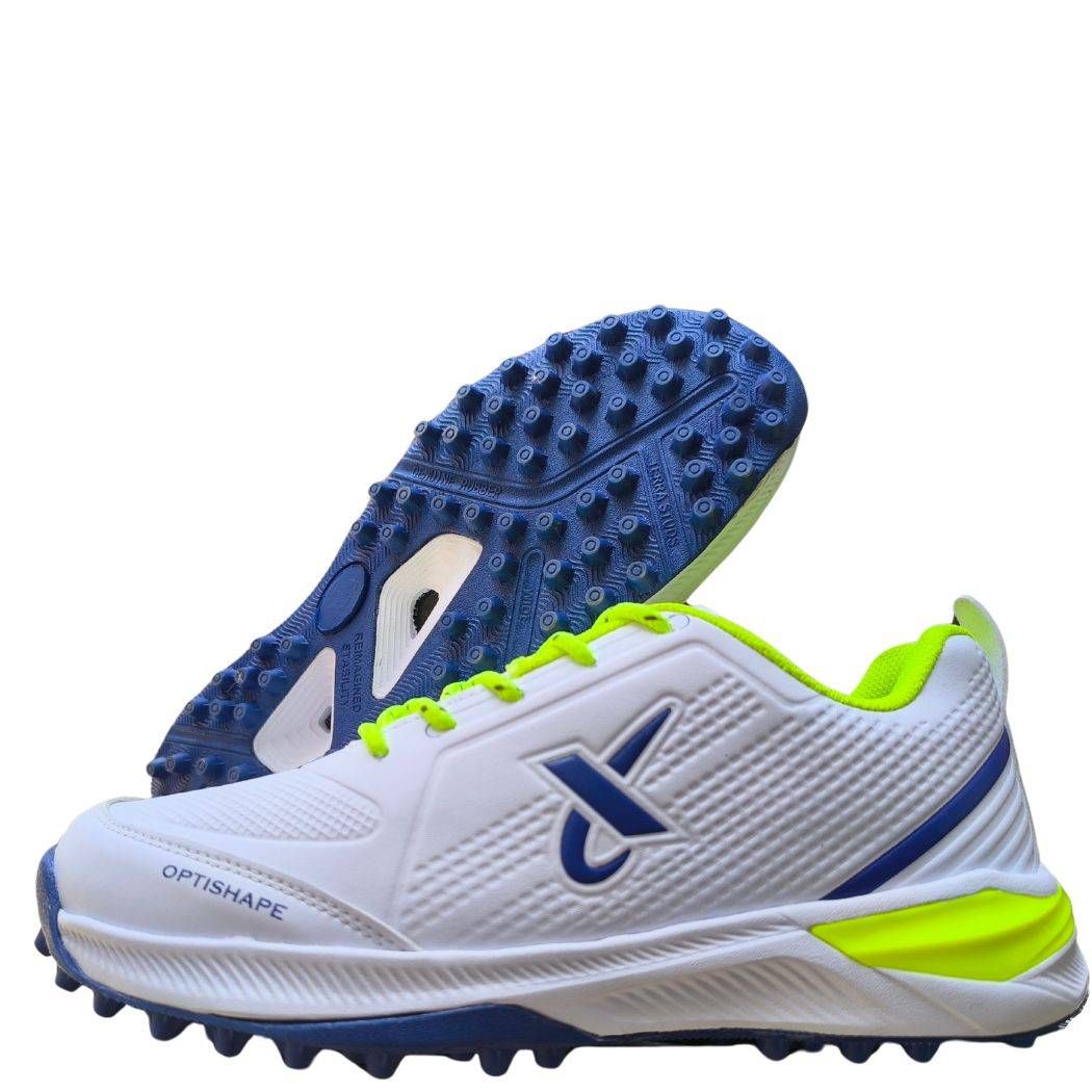 Buy Thrax Rampaze Rubber Cricket Stud Shoes White and Lime at Khelmart