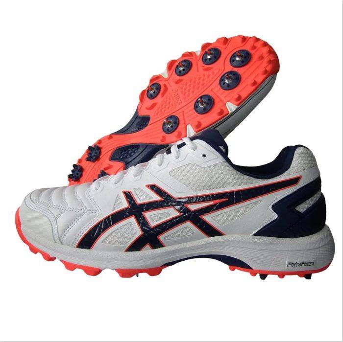 Asics Gel 300 Not Out Full Spike Cricket Shoes color White and