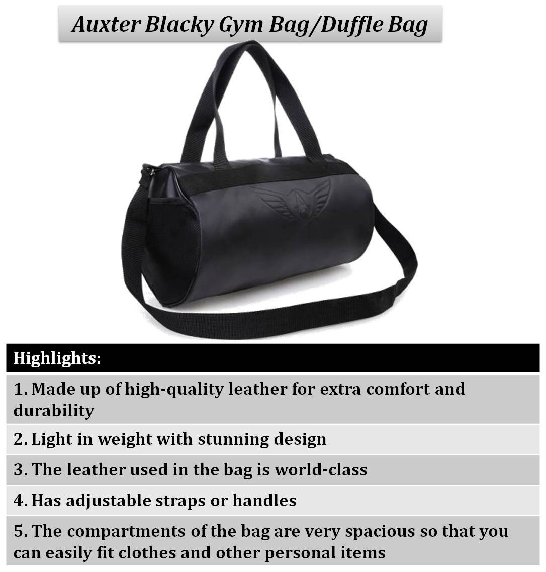 Auxter_Blacky_Gym_Bag_duffel_bag_Emboss_Logo_Khelmart