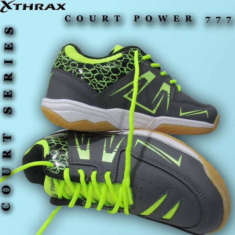 Thrax Court Power 777 Badminton Shoes Gray Lime