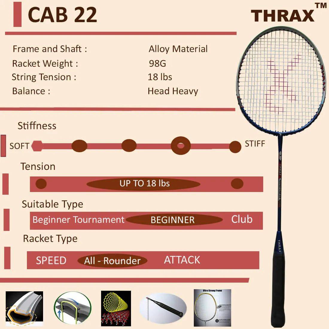 Thrax_CAB_22_Badminton_Racket_Technical_Specification_Blue