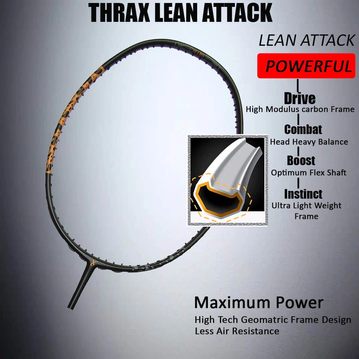 Thrax_C_Hawk_77_Badminton_Racket_Lean_Attack_Technology