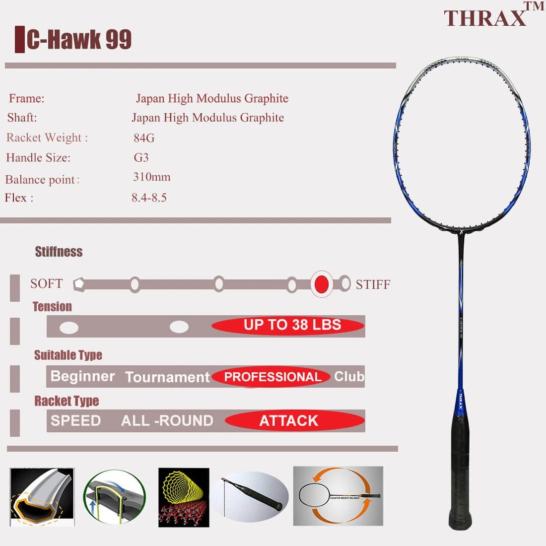 Thrax_C_Hawk_99_Badminton_Racket_Specification