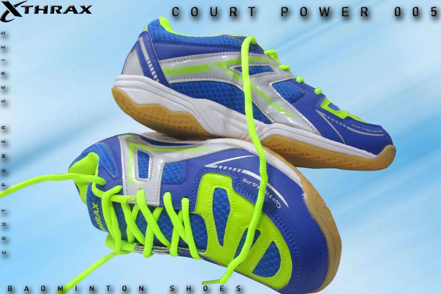 Thrax Court Power 777 Badminton Shoes Blue Lime