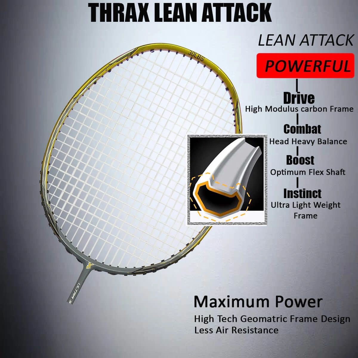 Thrax_Ultra_Strong_78_HG_Badminton_Racket_Lean_Attack_Technology