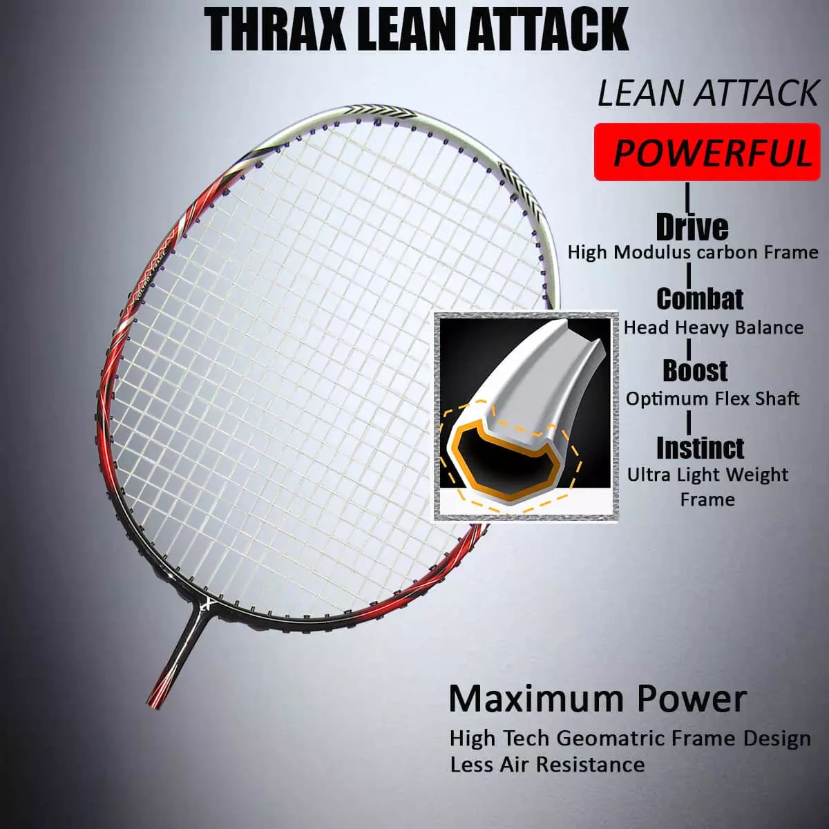 Thrax_Voltrox_11_NG_Badminton_Racket_Lean_Attack_Technology