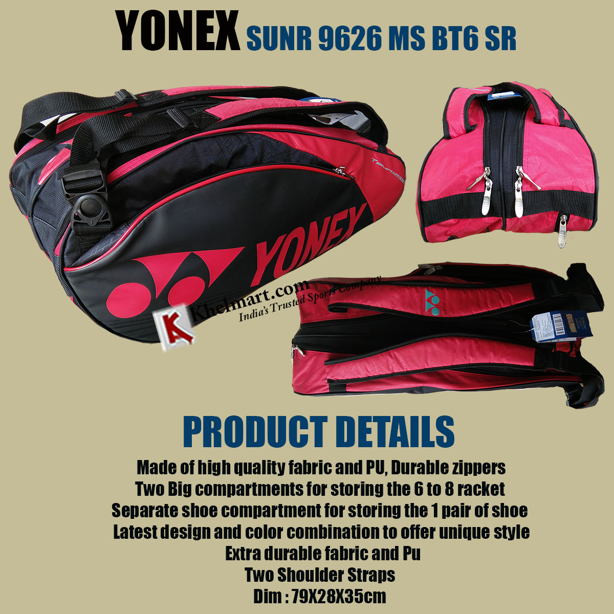 Yonex PRO TOURNAMENT 22831WT Badminton Kitbag Grey – OllSport