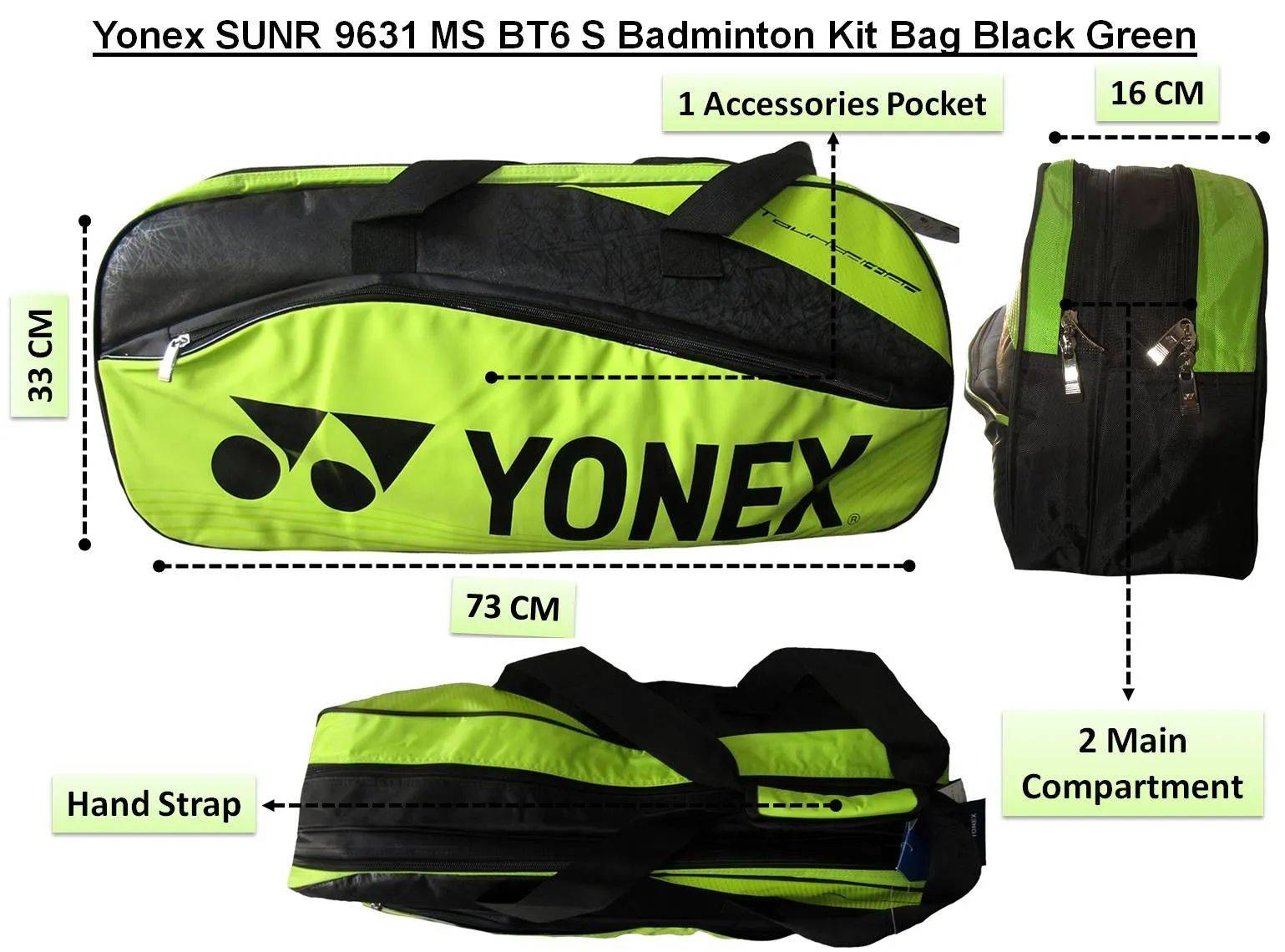 Yonex SUNR 9631 MS BT6 S Badminton Kit Bag Black, Buy Yonex SUNR 9631