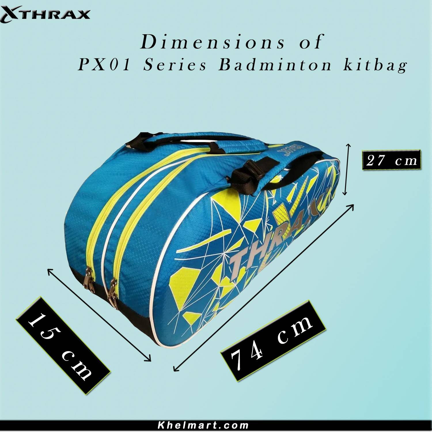 Thrax PX01 Badminton Kit Bag Blue Black And Lime