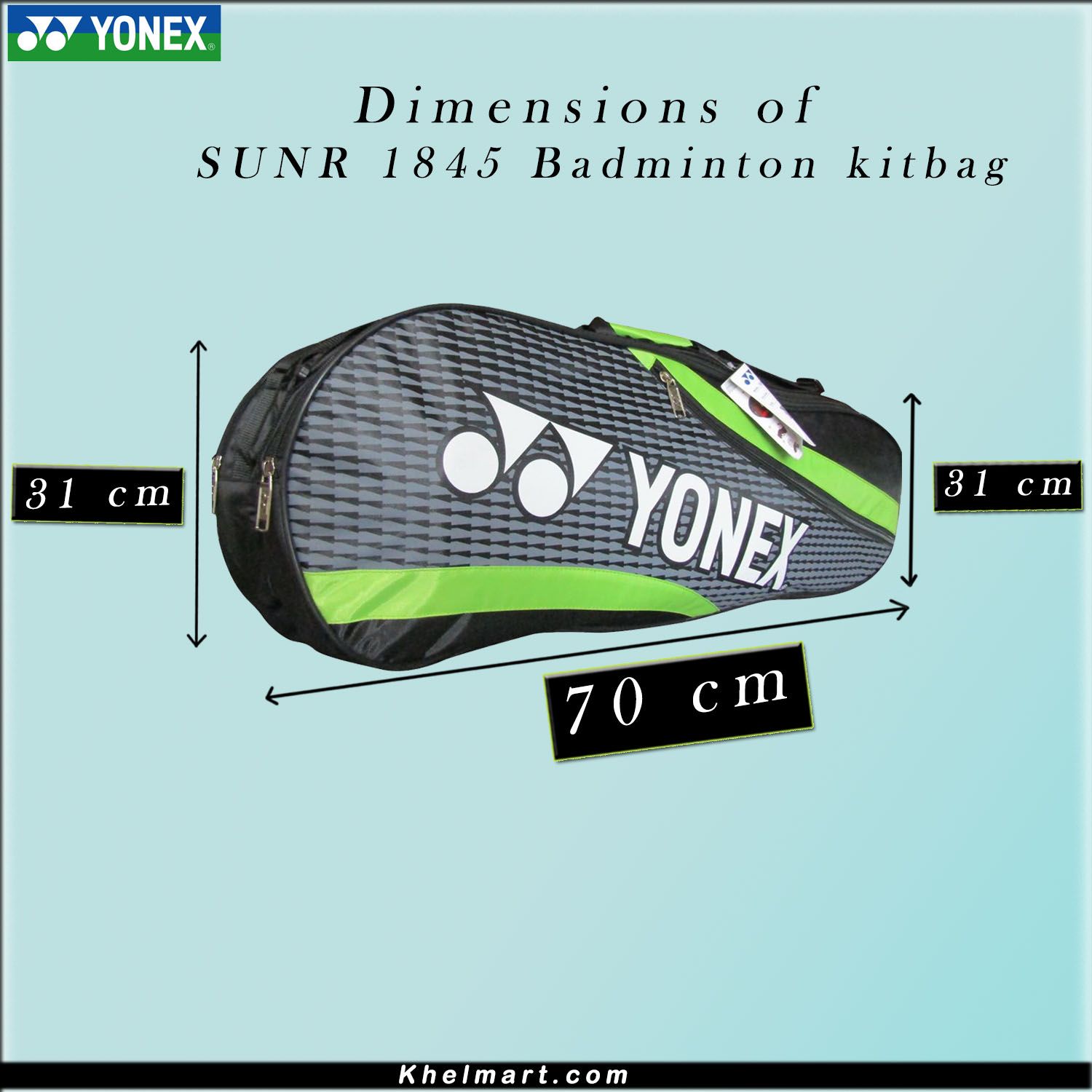 YONEX SUNR 1845 Thermal Badminton Kit Bag Black And Lime