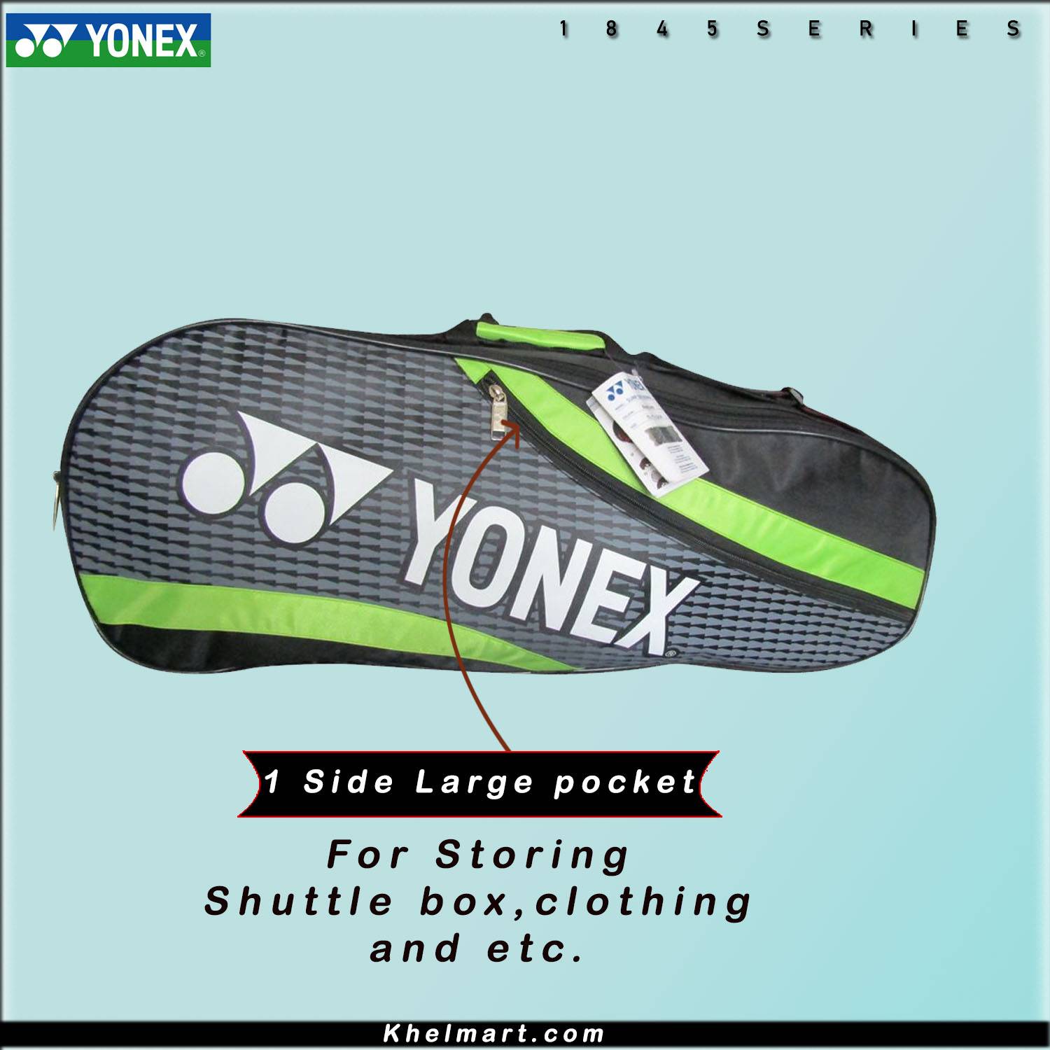 YONEX SUNR 1845 Thermal Badminton Kit Bag Black And Lime