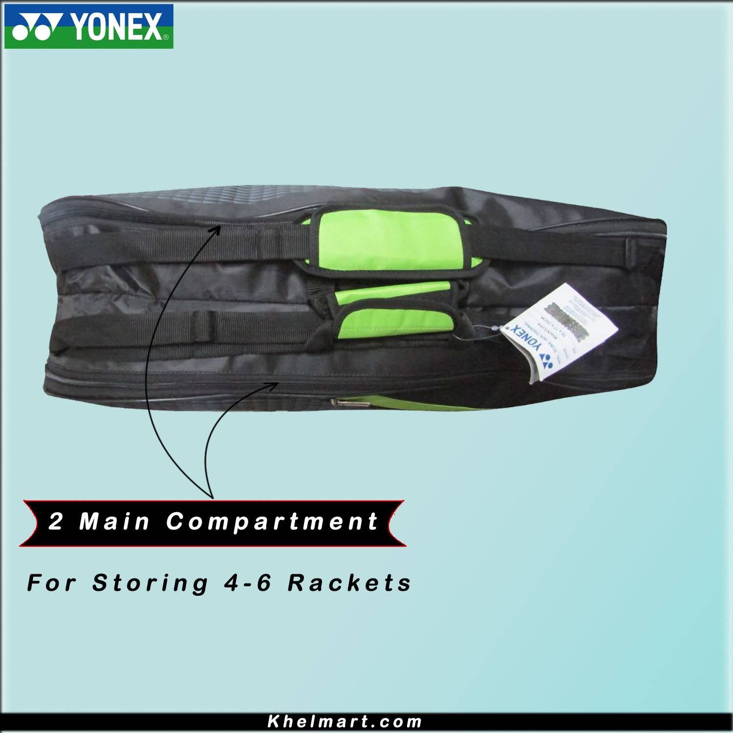 YONEX SUNR 1845 Thermal Badminton Kit Bag Black And Lime