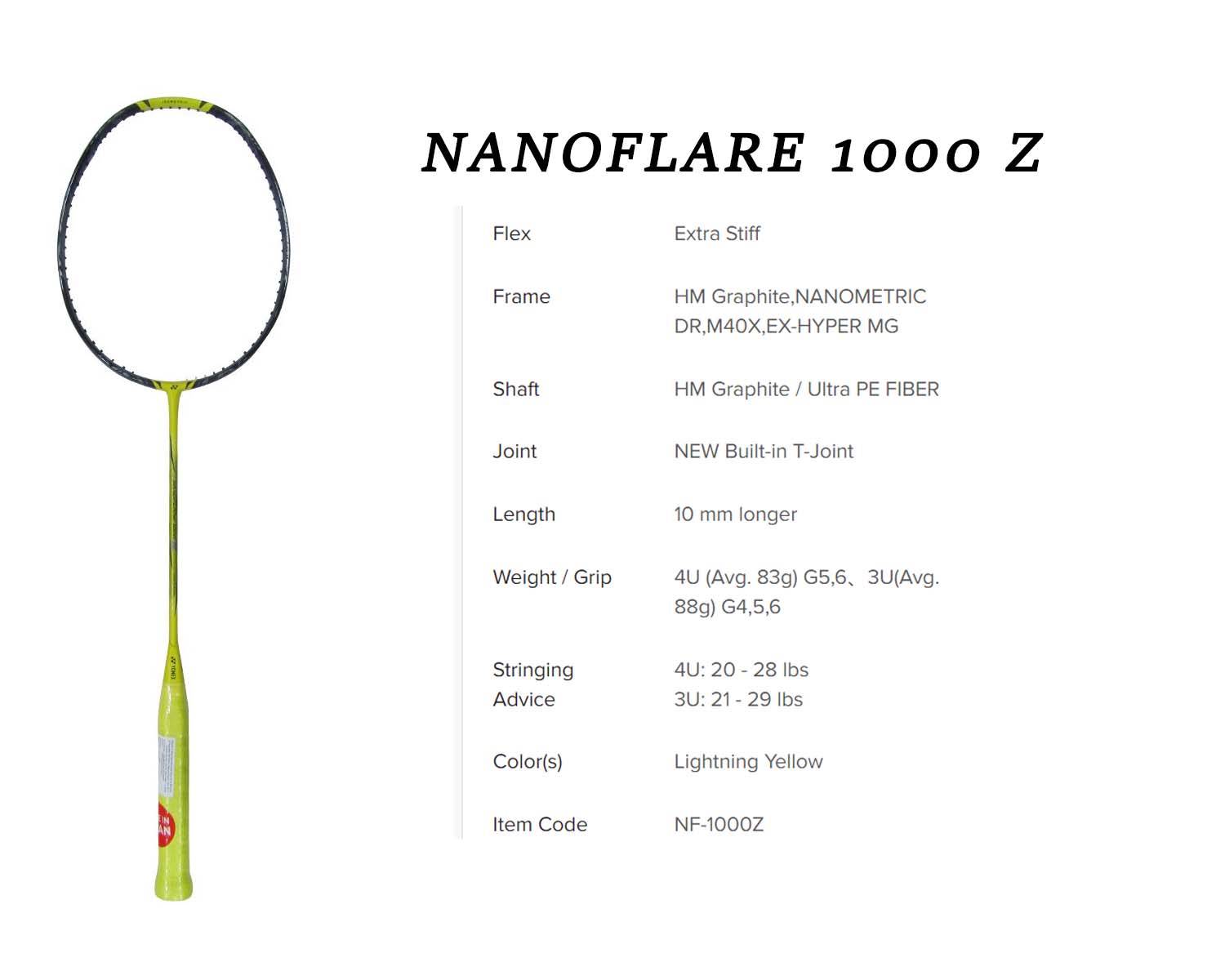 Yonex NANOFLARE 1000 Z Badminton Racket