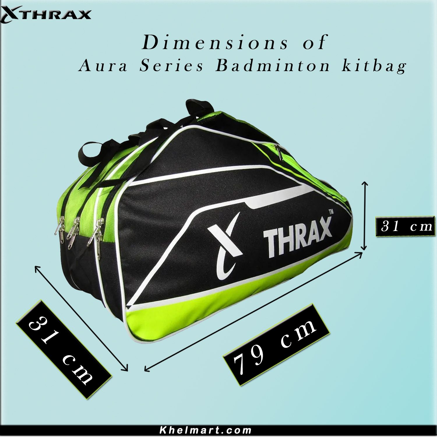 Thrax Aura X10 Badminton Kit Bag Black Lime