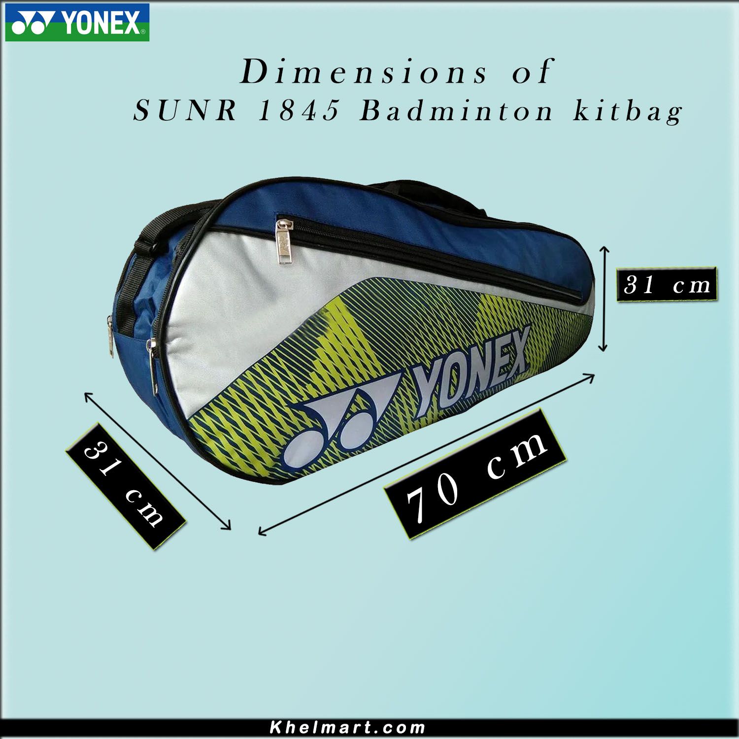 YONEX SUNR 1845 Thermal Badminton Kit Bag Navy and Lime