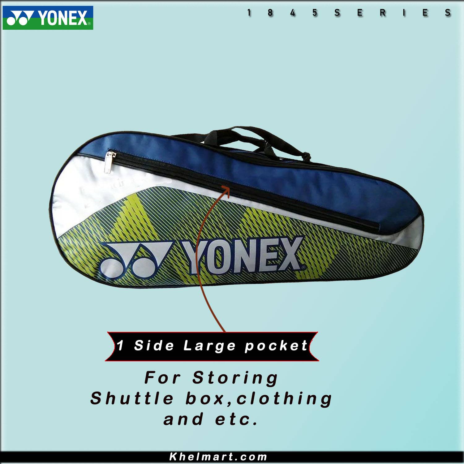 YONEX SUNR 1845 Thermal Badminton Kit Bag Navy and Lime