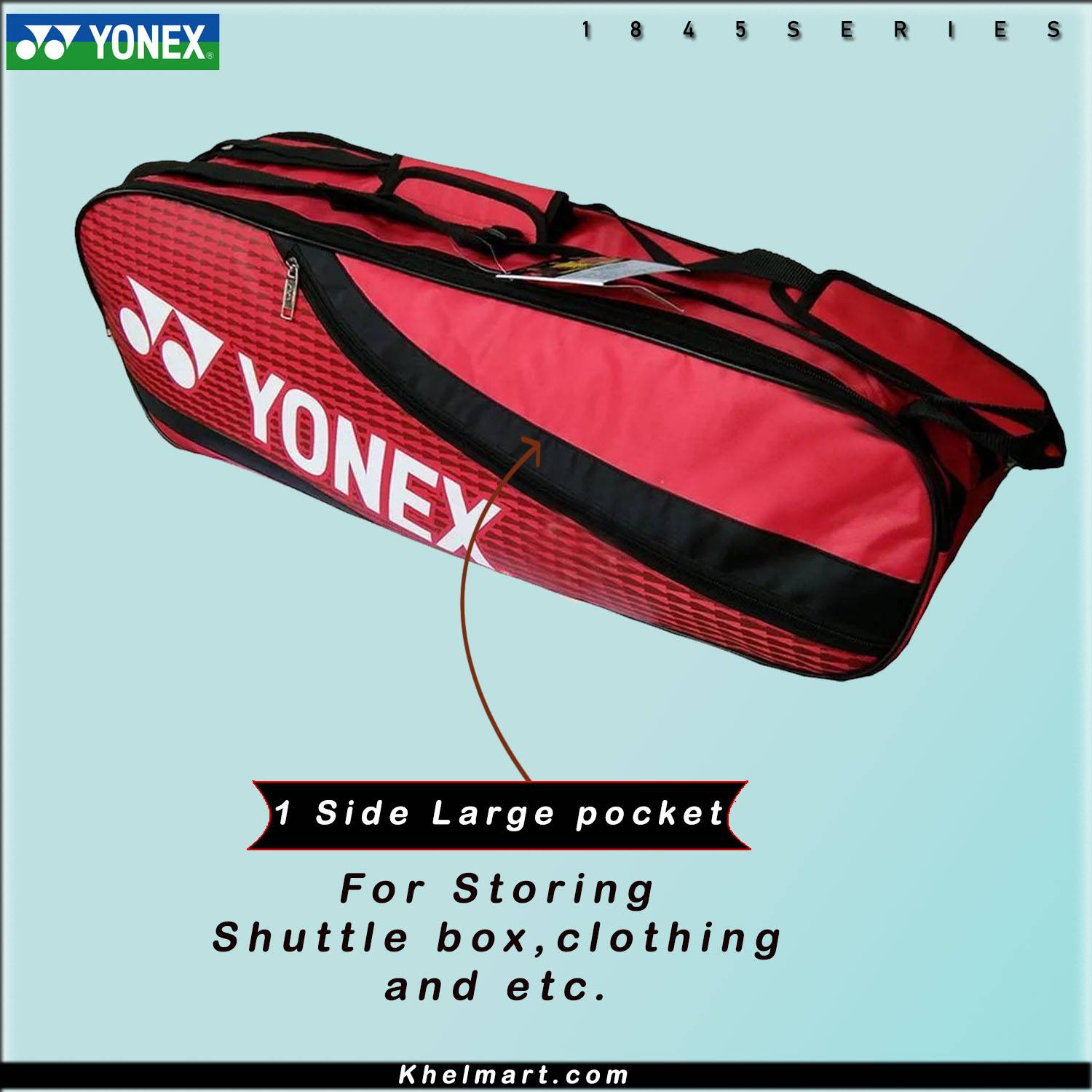 YONEX SUNR 1835 Thermal Badminton Kit Bag Red and Black