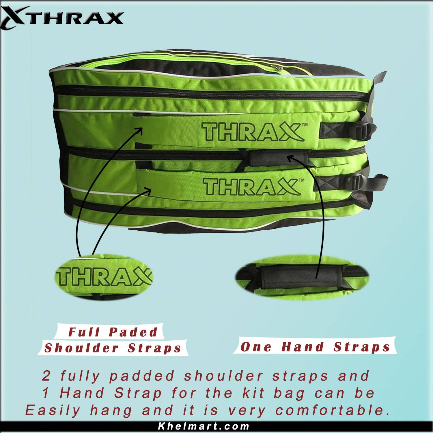 Thrax Aura X10 Badminton Kit Bag Black Lime