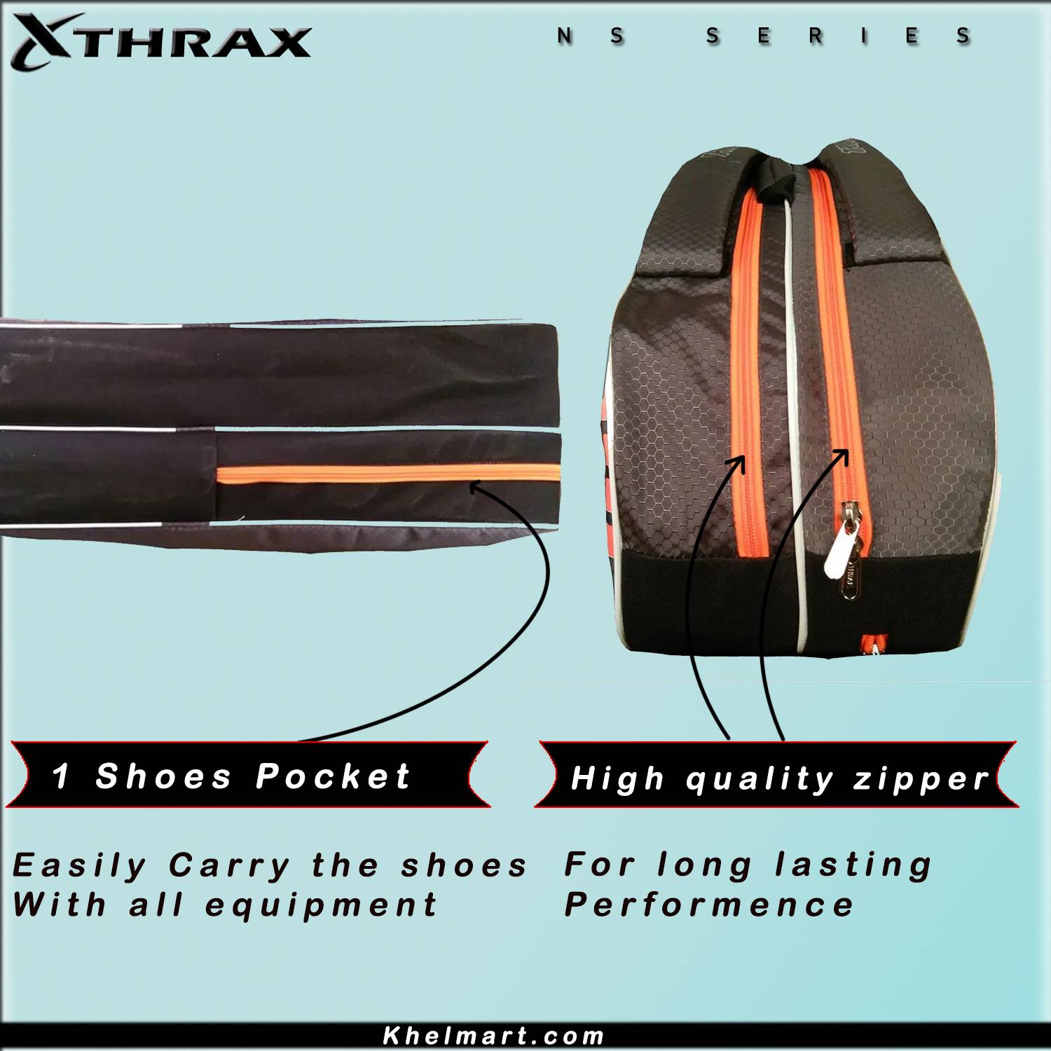 Thrax NS Series Badminton KitBag Orange And Black