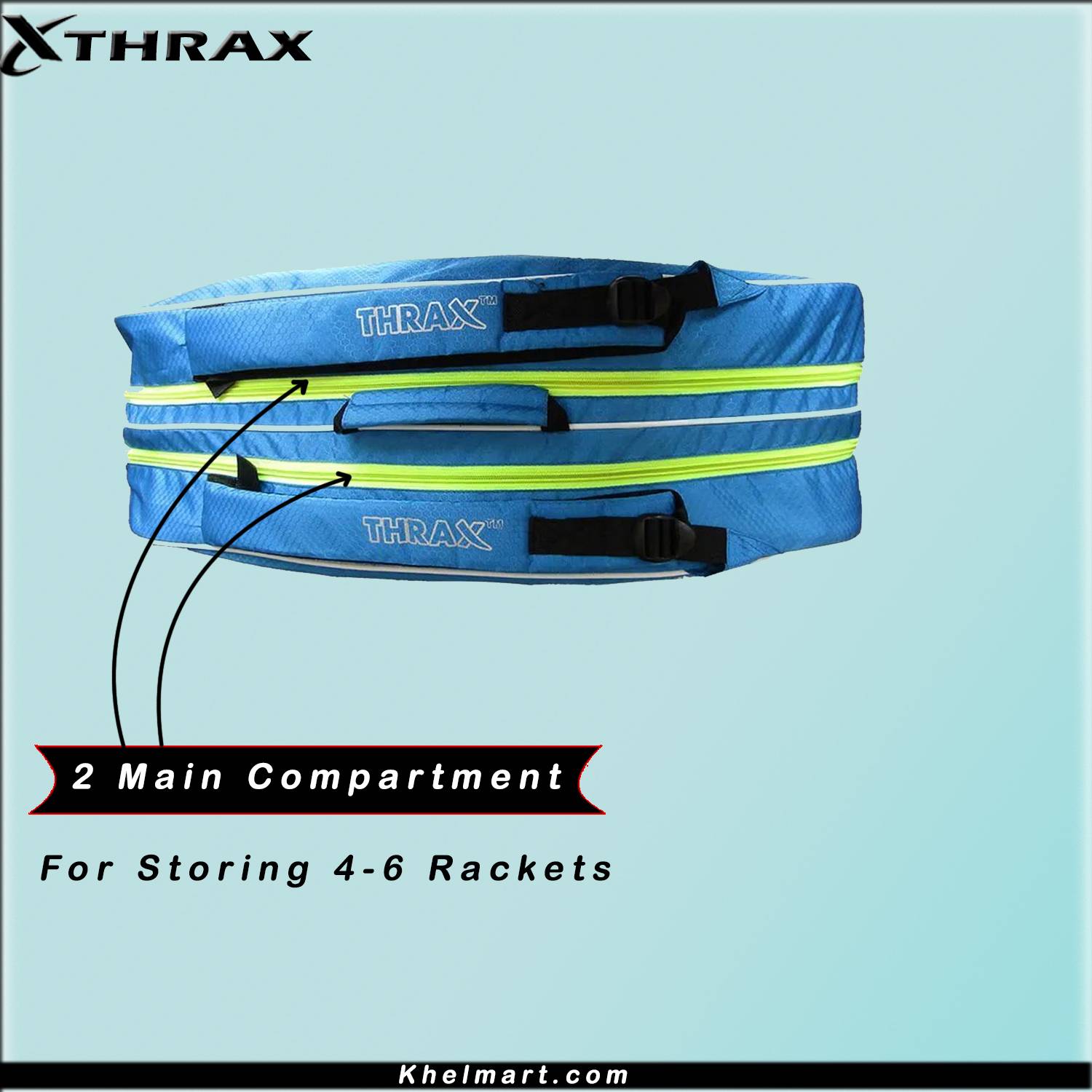 Thrax PX01 Badminton Kit Bag Blue Black And Lime