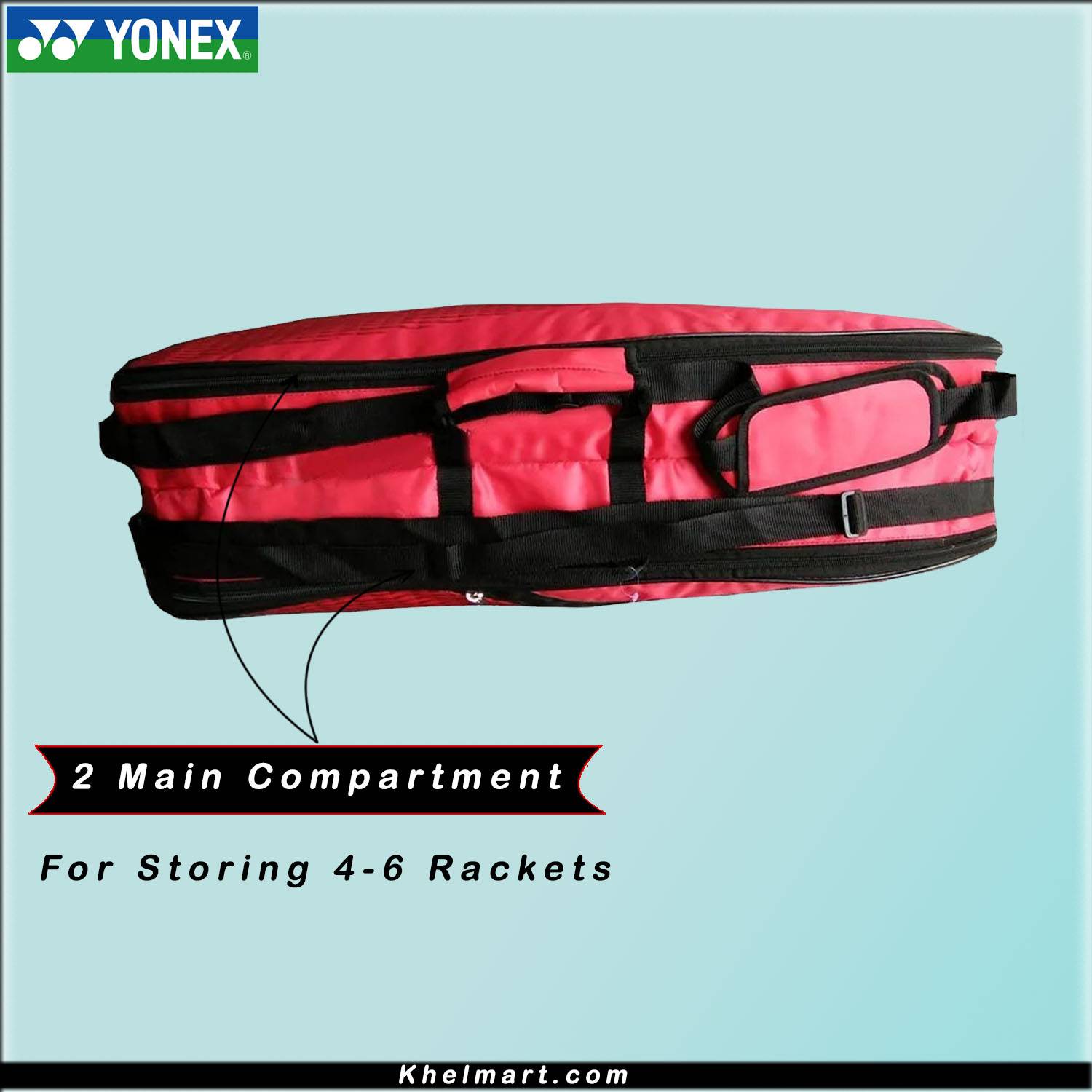 YONEX SUNR 1835 Thermal Badminton Kit Bag Red and Black