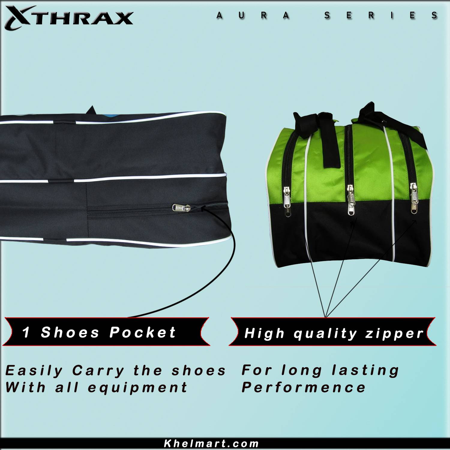 Thrax Aura X10 Badminton Kit Bag Black Lime