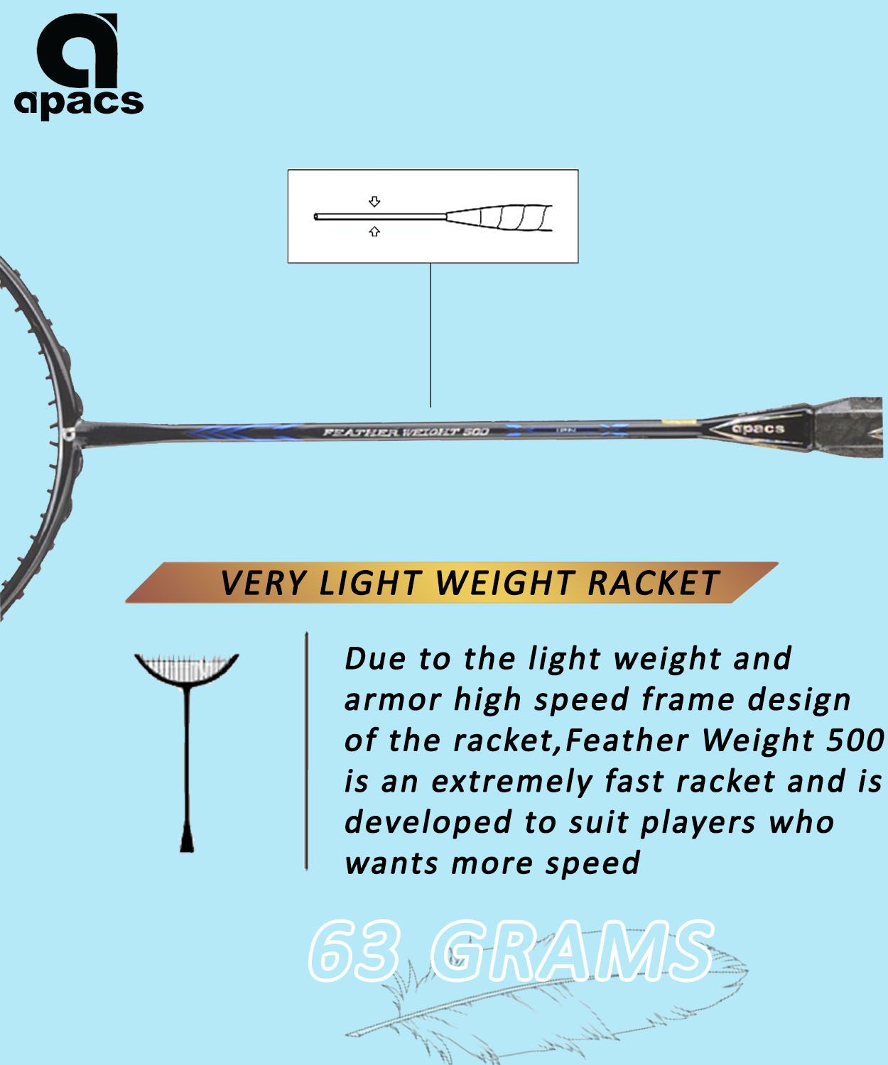 APACS Feather Weight 500 Badminton Racket