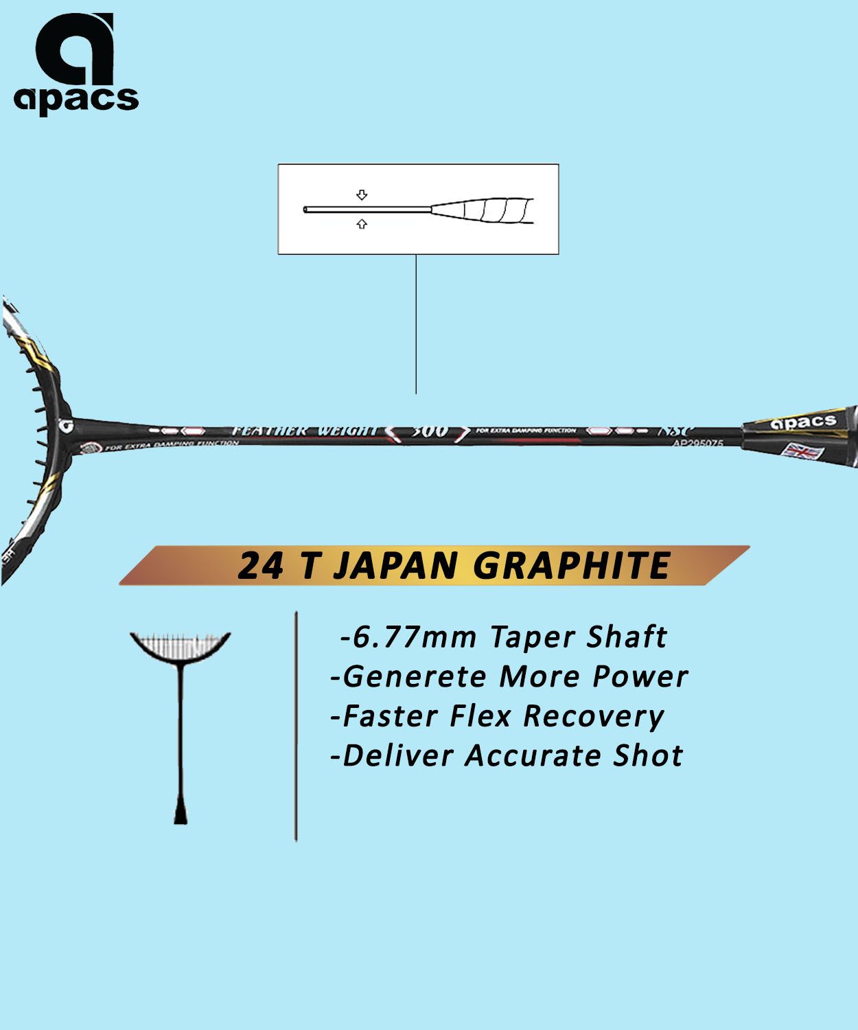 APACS Feather Weight 300 Badminton Racket