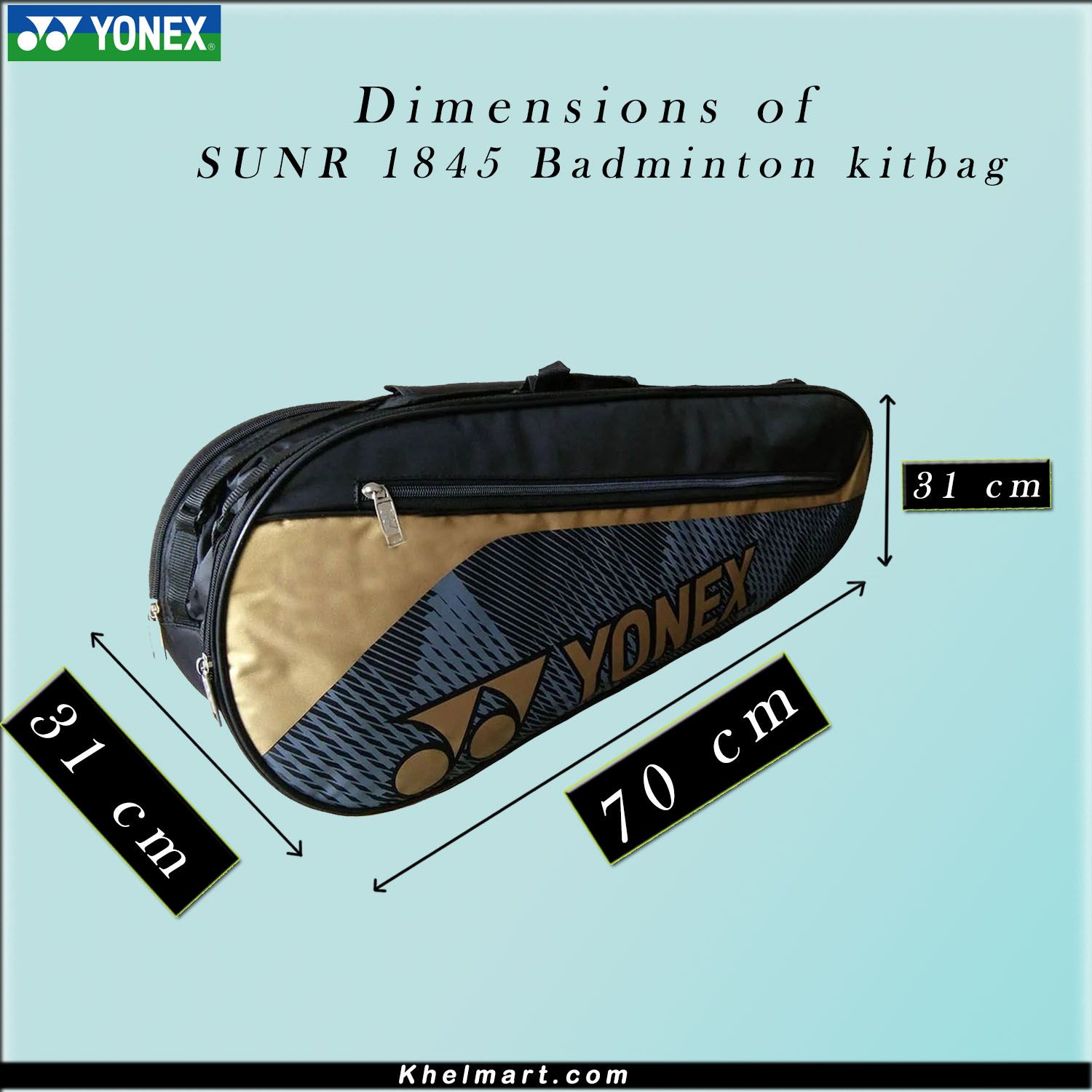 YONEX SUNR 1845 Thermal Badminton Kit Bag Black And Gold