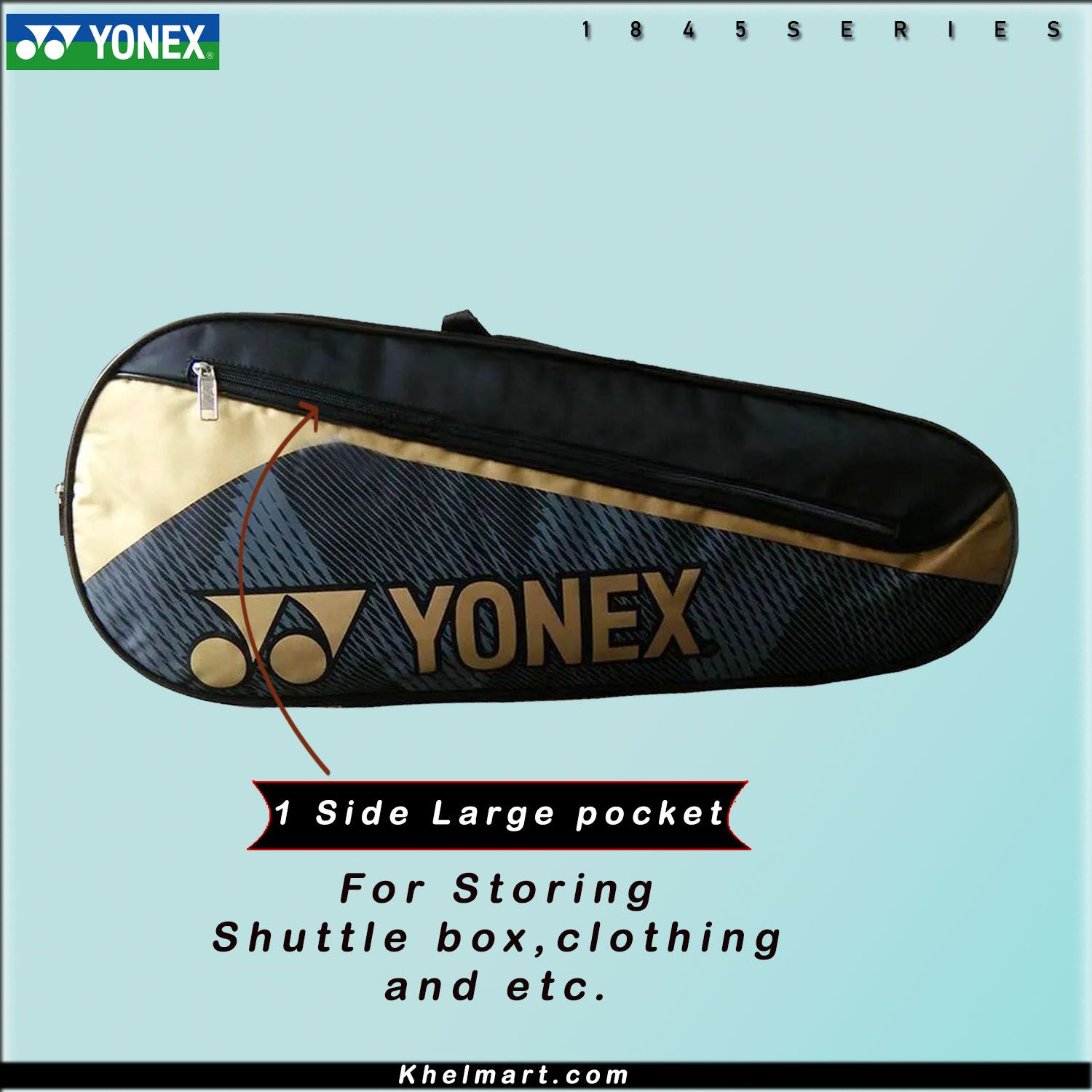YONEX SUNR 1845 Thermal Badminton Kit Bag Black And Gold