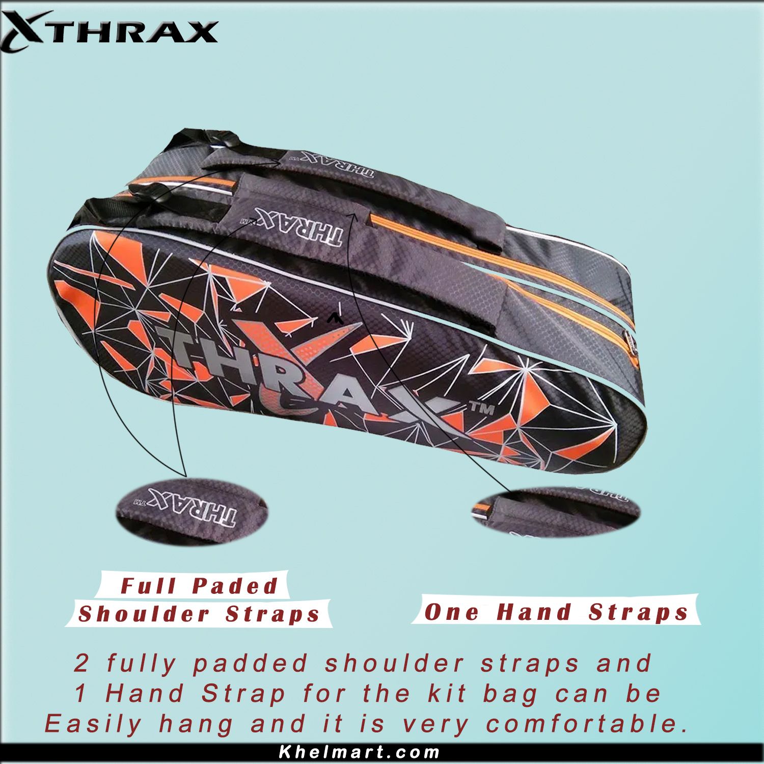 Thrax PX01 Badminton Kit Bag Grey And Orange