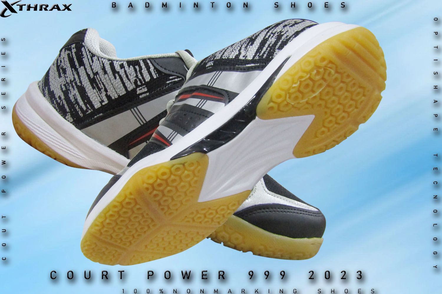 Thrax Court Power 999 2023 Badminton Shoes Gray Black