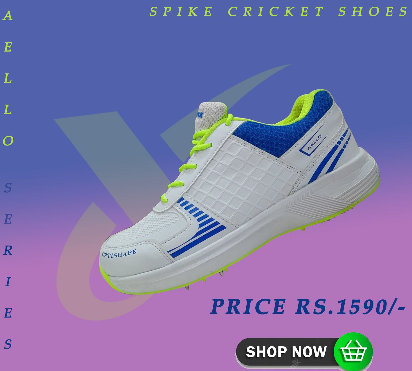 Thrax Aello Series Spike Cricket Shoes White Lime Camo