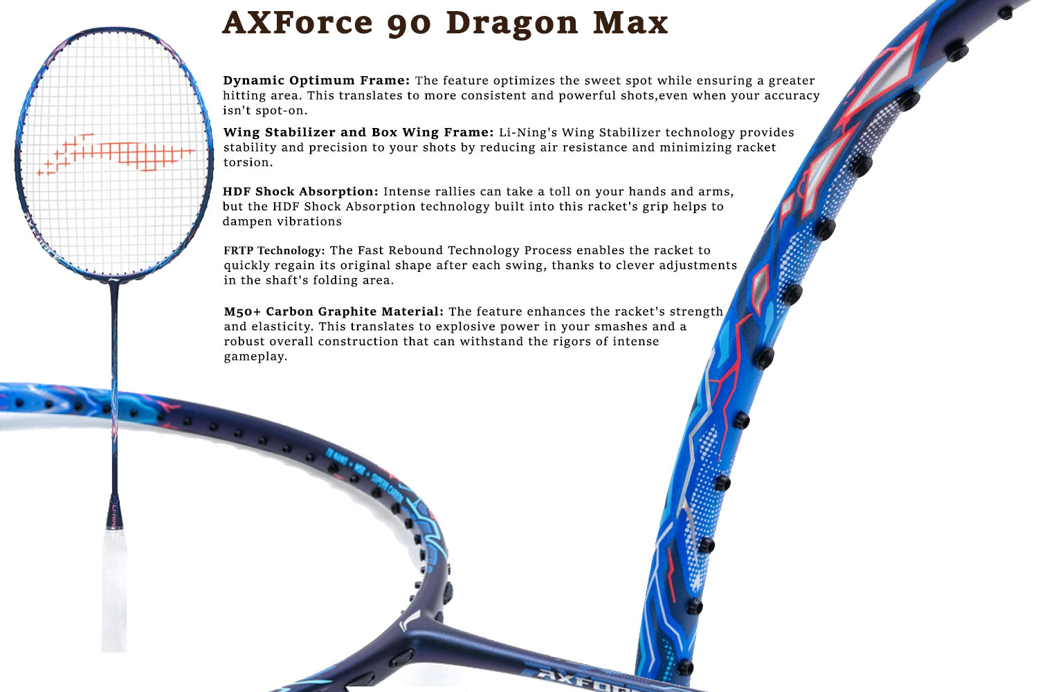 LI ning Axforce 90 dragon max badminton racket details