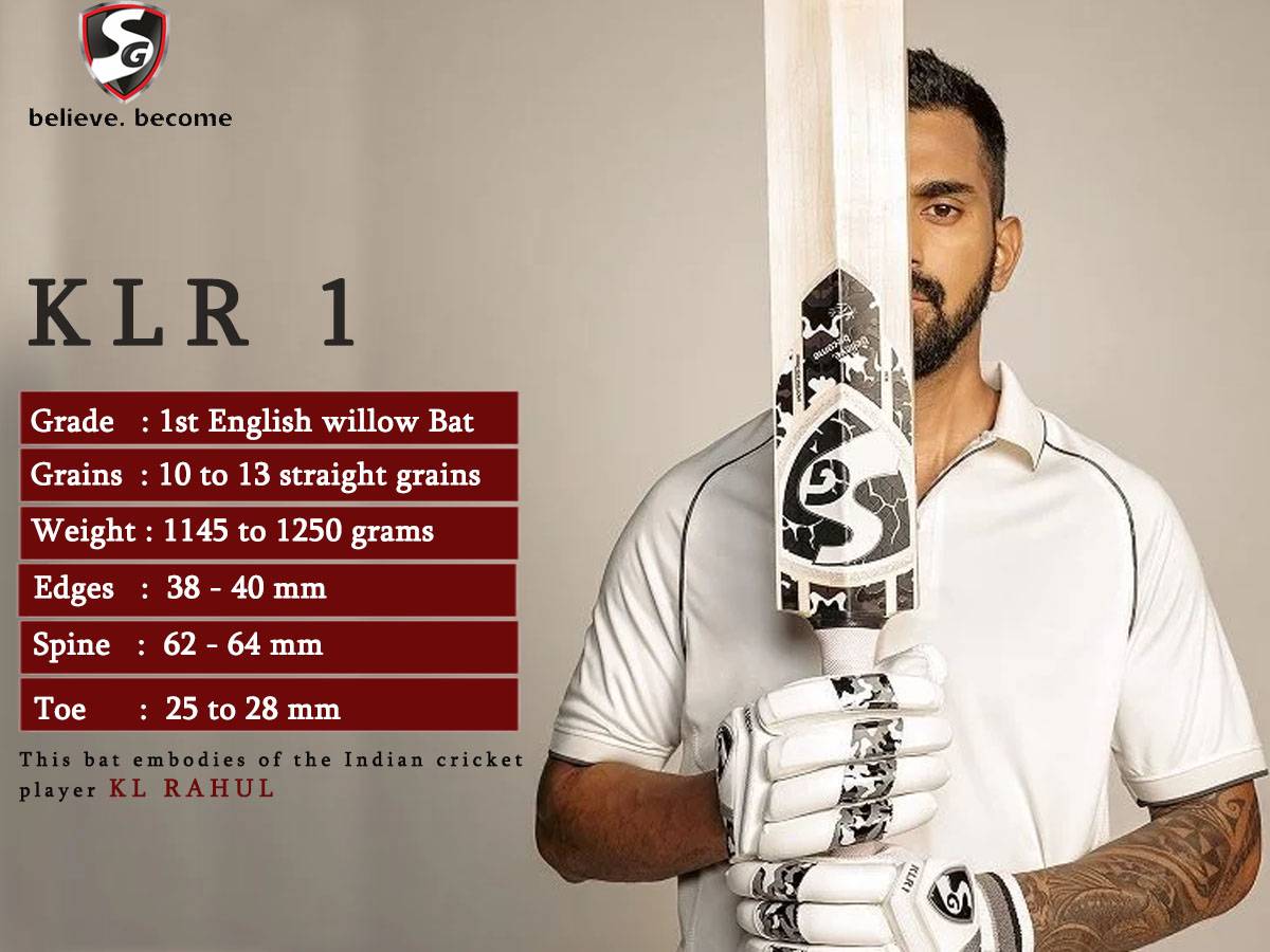 SG KLR 1 (KL Rahul Cricket Bat) Grade 1 English Willow Cricket Bat