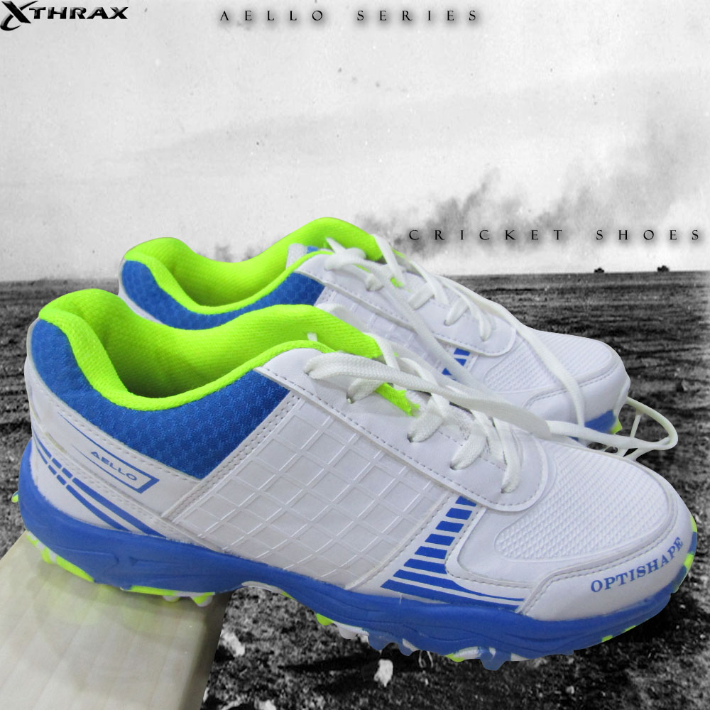 Thrax Aello Series Stud Cricket Shoes White Lime Camo