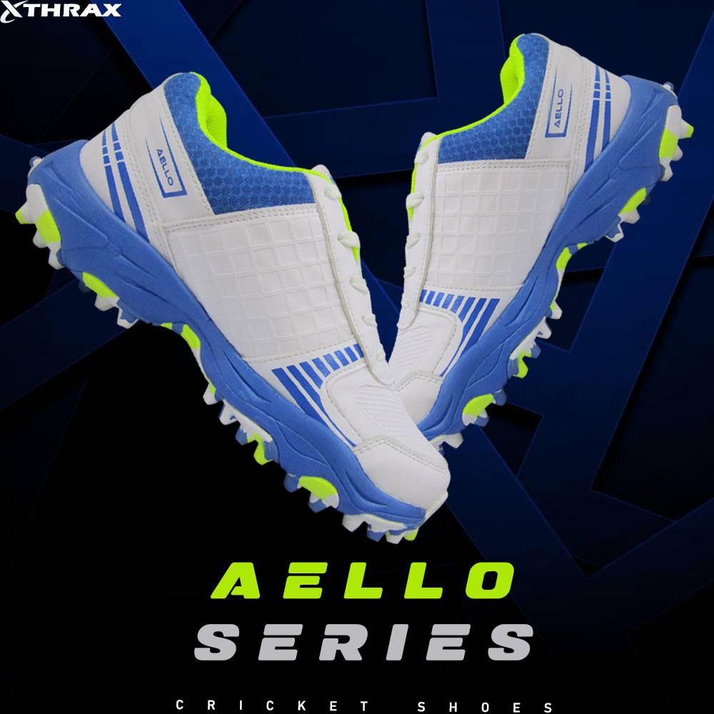 Thrax Aello Series Stud Cricket Shoes White Lime Camo