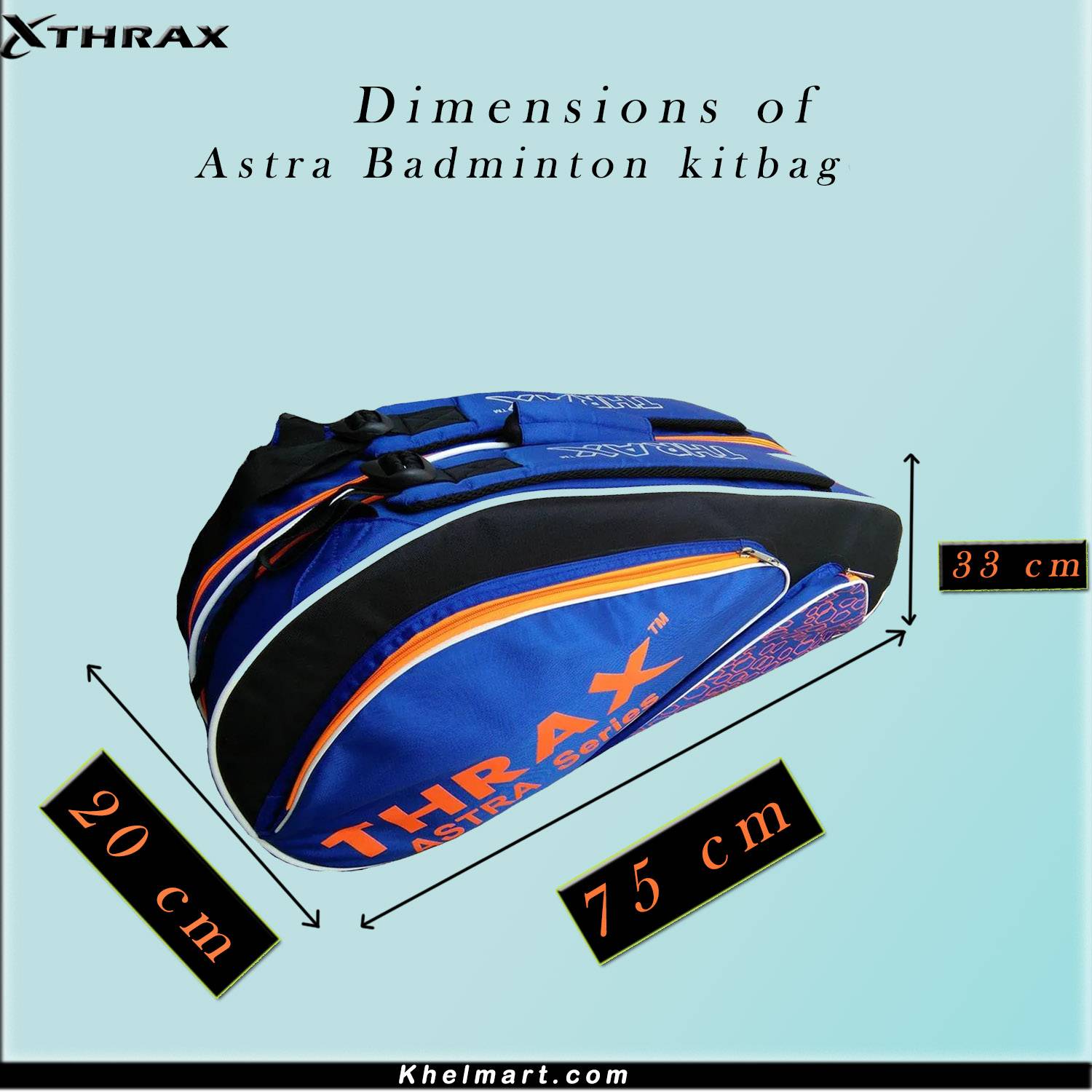 Thrax Astra Series Badminton Kit Bag Black And Blue