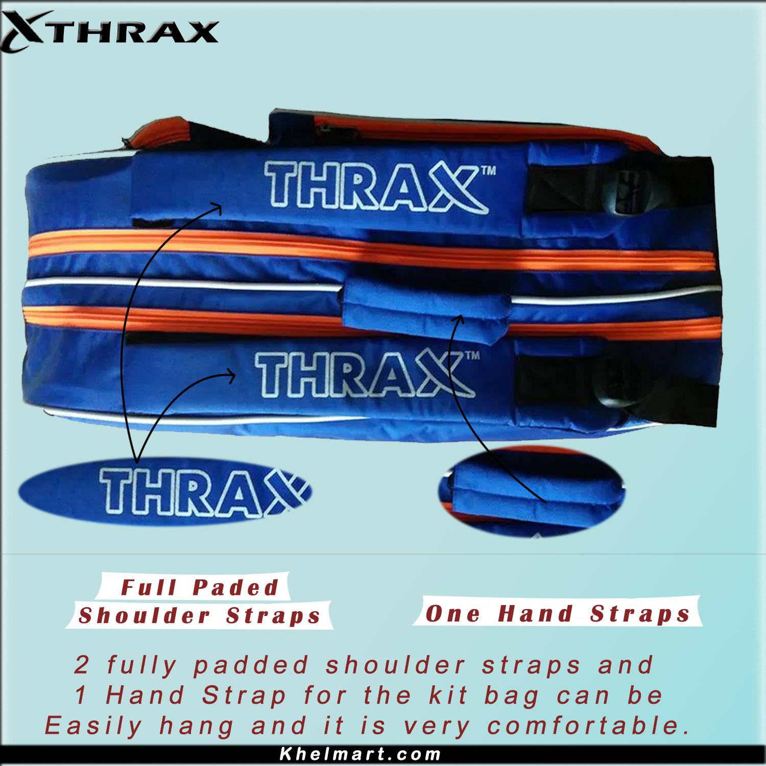 Thrax Astra Series Badminton Kit Bag Black And Blue