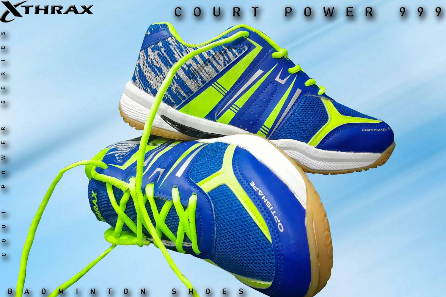 Thrax Court Power 999 2023 Badminton Shoes Blue Lime 